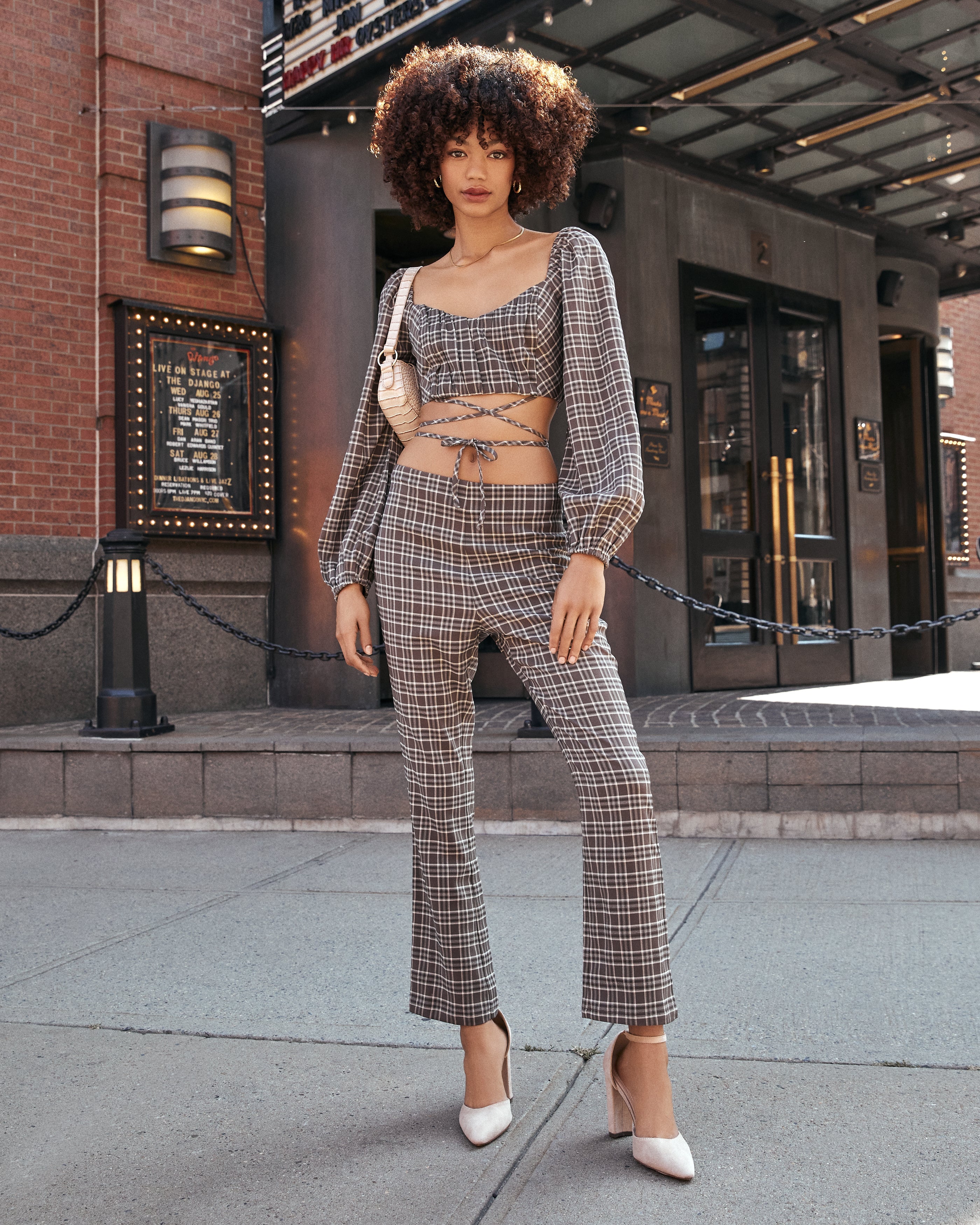 Chambers Plaid Long Sleeve Tie Crop Top - FINAL SALE Ins Street