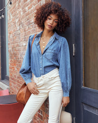 Murray Cotton Chambray Button Down Top Ins Street