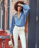 Murray Cotton Chambray Button Down Top Ins Street