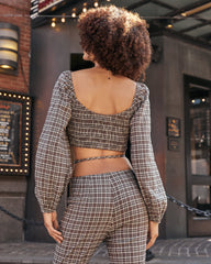 Chambers Plaid Long Sleeve Tie Crop Top - FINAL SALE Ins Street