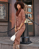 Canal Street Faux Fur Collar Knit Midi Dress - FINAL SALE Ins Street