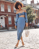 Leah Satin Midi Skirt - Blue Ins Street
