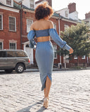 Leah Satin Midi Skirt - Blue Ins Street