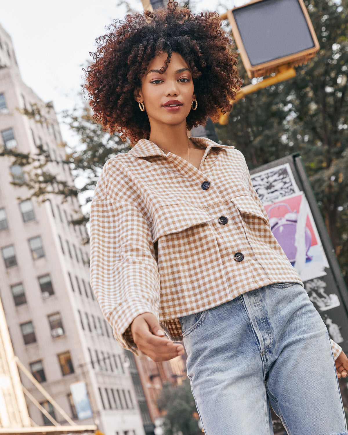 Wilfred Pocketed Gingham Crop Jacket Ins Street