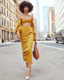 Leah Satin Midi Skirt - Gold Ins Street