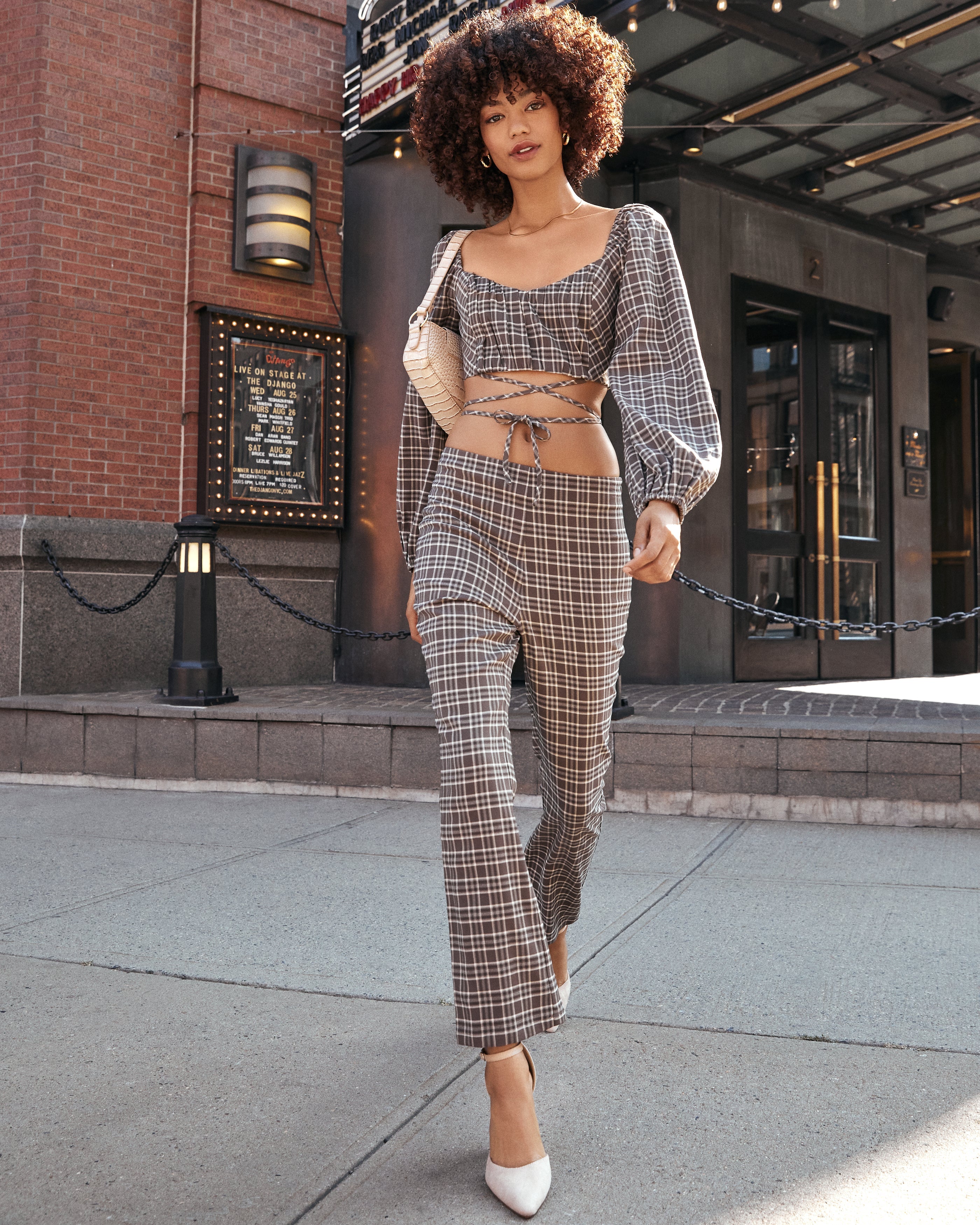 Chambers Plaid Long Sleeve Tie Crop Top - FINAL SALE Ins Street