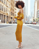 Leah Satin Long Sleeve Crop Top - Gold Ins Street