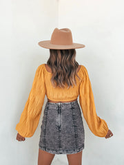 Kaitlynn Textured Tie Front Crop Top - Mustard - FINAL SALE Ins Street