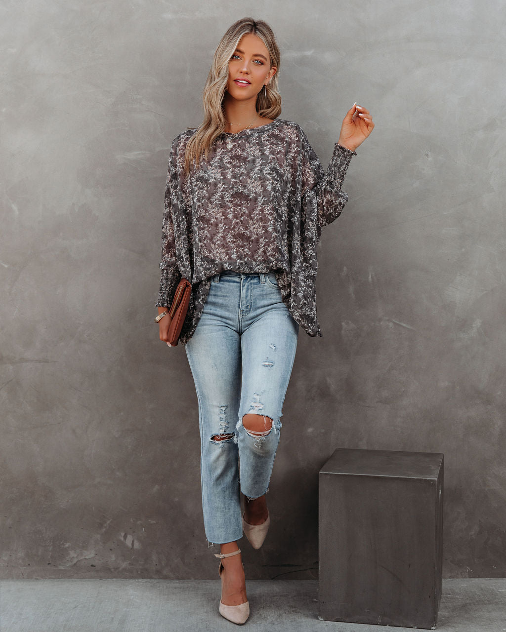 Vitella Smocked Chiffon Floral Blouse Ins Street