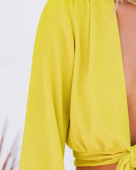 Vittoria Tie Front Crop Blouse - Chartreuse Ins Street