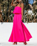 Vivid Strapless Slit Maxi Dress - Hot Pink Ins Street