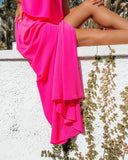 Vivid Strapless Slit Maxi Dress - Hot Pink Ins Street