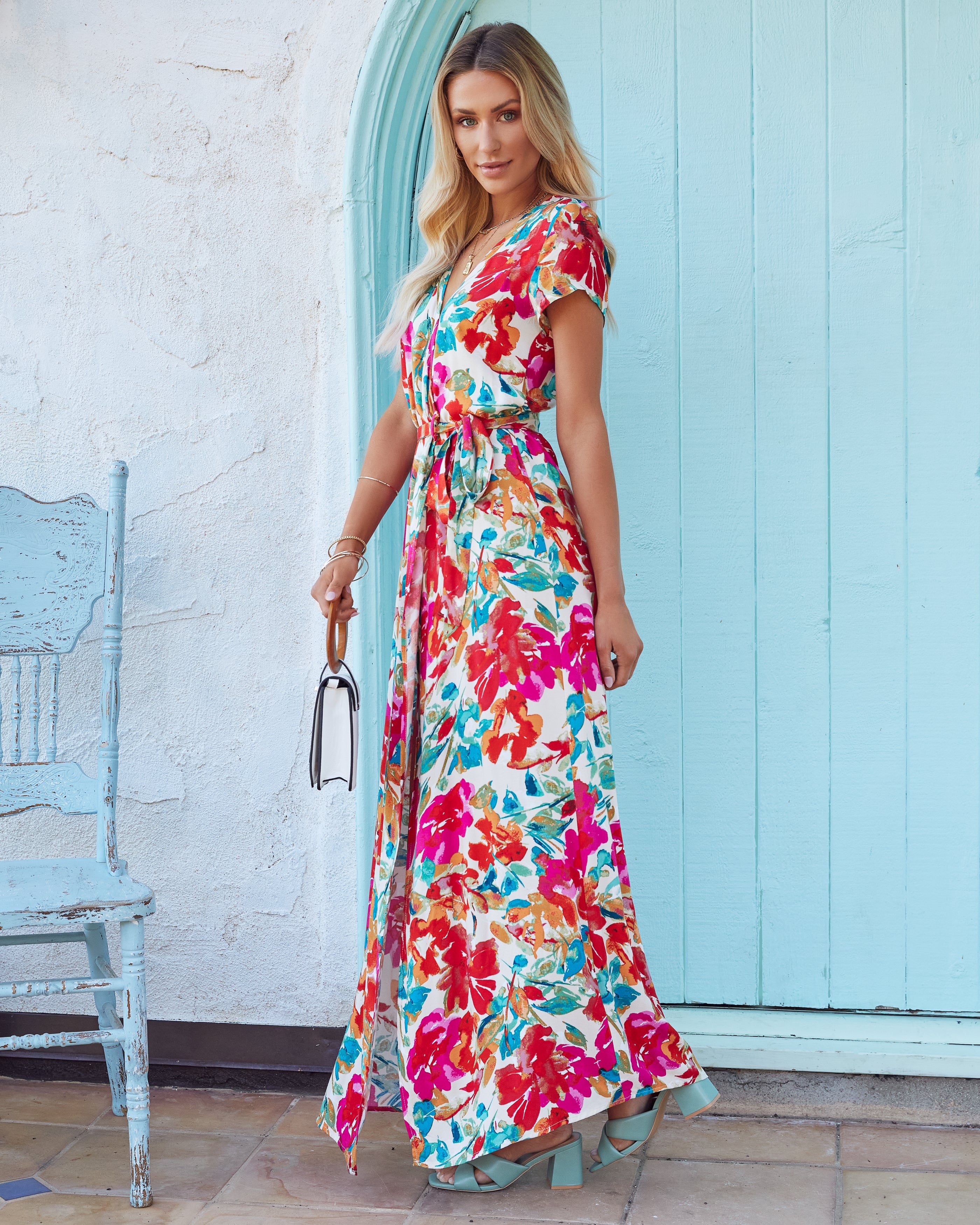 What In Carnation Bardot Wrap Maxi Dress Ins Street