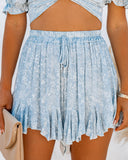 Wind Chimes Floral Ruffle Shorts - Blue Ins Street