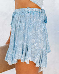 Wind Chimes Floral Ruffle Shorts - Blue Ins Street