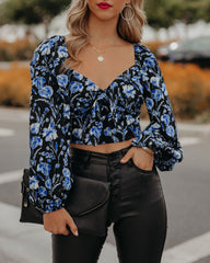 Walk The Moon Floral Crop Blouse Ins Street