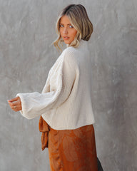 Windblown Mock Neck Knit Sweater - Ecru Ins Street