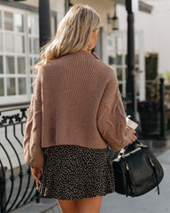 Windblown Mock Neck Knit Sweater - Mocha Ins Street