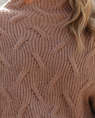 Windblown Mock Neck Knit Sweater - Mocha Ins Street