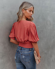 Within Reach Wrap Crop Top - Clay Ins Street