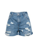 Worn Through Distressed Cuffed Denim Shorts Ins Street