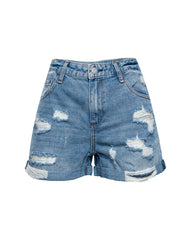 Worn Through Distressed Cuffed Denim Shorts Ins Street