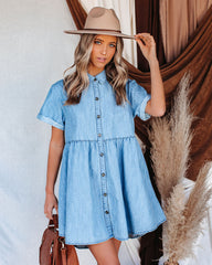 You And Paradise Pocketed Button Down Denim Dress Ins Street