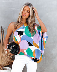 Yoselin Abstract Print One Shoulder Blouse Ins Street