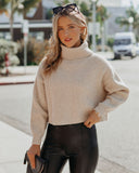 Ysabella Crop Turtleneck Knit Sweater - Oatmeal Ins Street