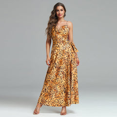 Strappy Leopard Print Maxi Dress With Belt Ins Street