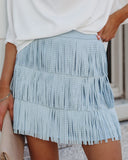 Zoie Studded Fringe Mini Skirt - Blue Ins Street