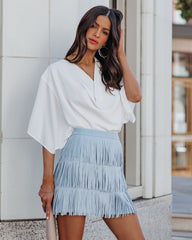 Zoie Studded Fringe Mini Skirt - Blue Ins Street