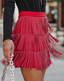 Zoie Studded Fringe Mini Skirt - Poppy Ins Street