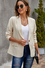 Lapel Collar Button Pocket Blazer Ins Street