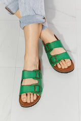 MMShoes Feeling Alive Double Banded Slide Sandals in Mid Green Ins Street