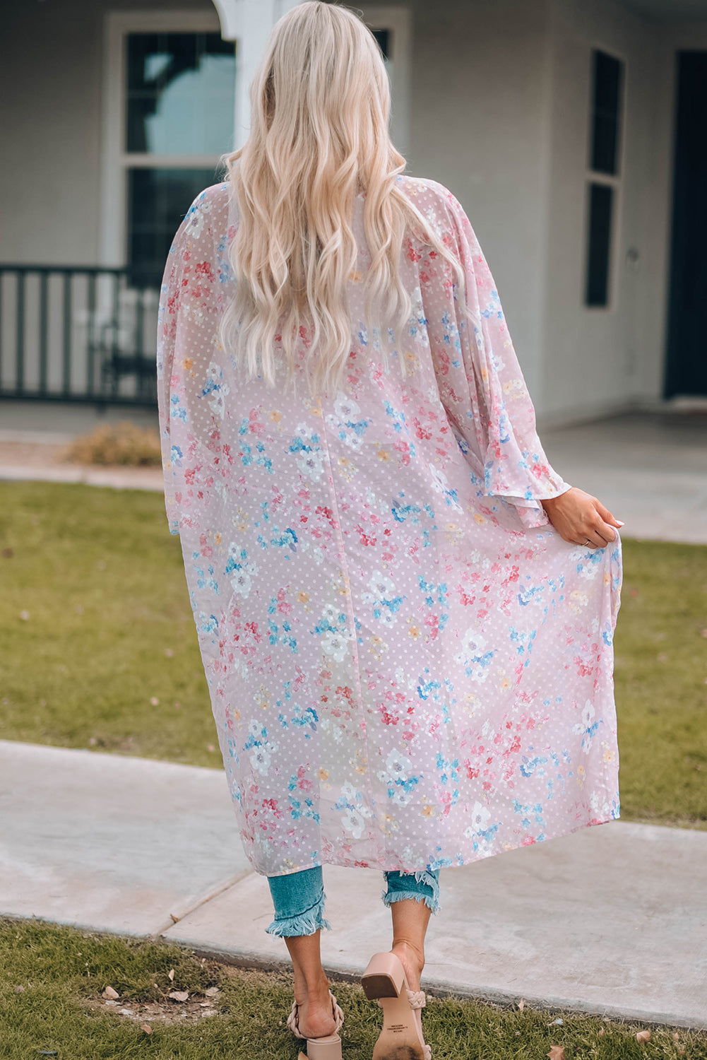 Mixed Print Open Front Cover-Up Ins Street