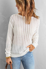 Dropped Shoulder Openwork Sweater Ins Street