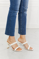 MMShoes In Love Double Braided Block Heel Sandal in White Ins Street