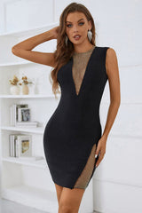 Liora Illusion-Neck Mini Bandage Dress Ins Street