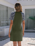 Leopard Print Round Neck Mini Dress Ins Street