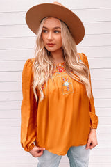 Embroidered Puff Sleeve Blouse Ins Street