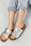 MMShoes Best Life Double-Banded Slide Sandal in Silver Ins Street