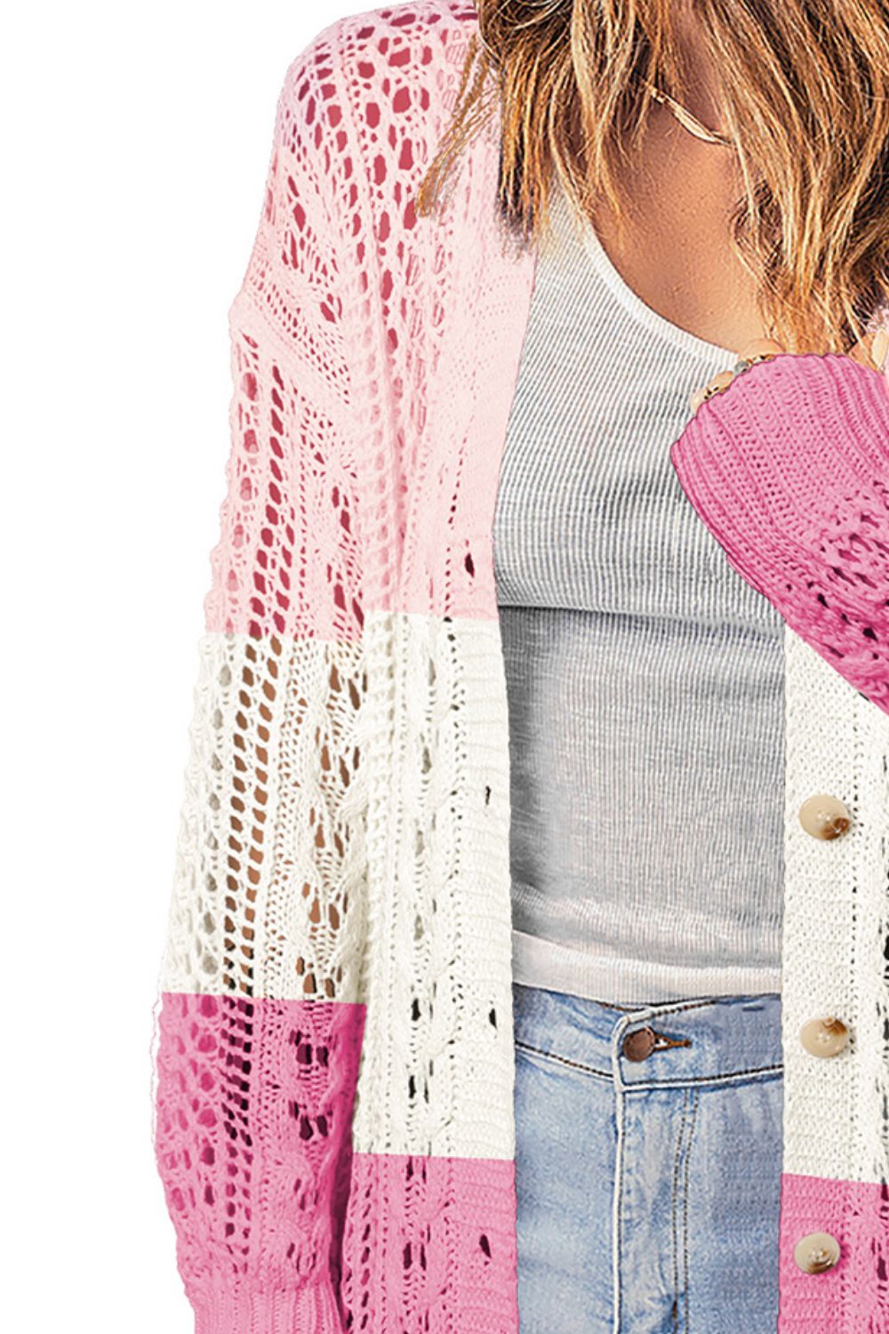 Openwork Ribbed Cuff Longline Cardigan Ins Street