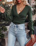 Abbey Drape Knit Sweater - Emerald LUSH-001