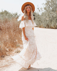 Above The Clouds Off The Shoulder Maxi Dress SALT-001