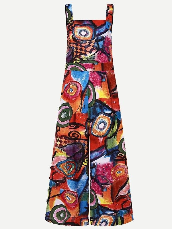 Abstract Printed Overalls Wide-leg Pants Jumpsuit Ins Street