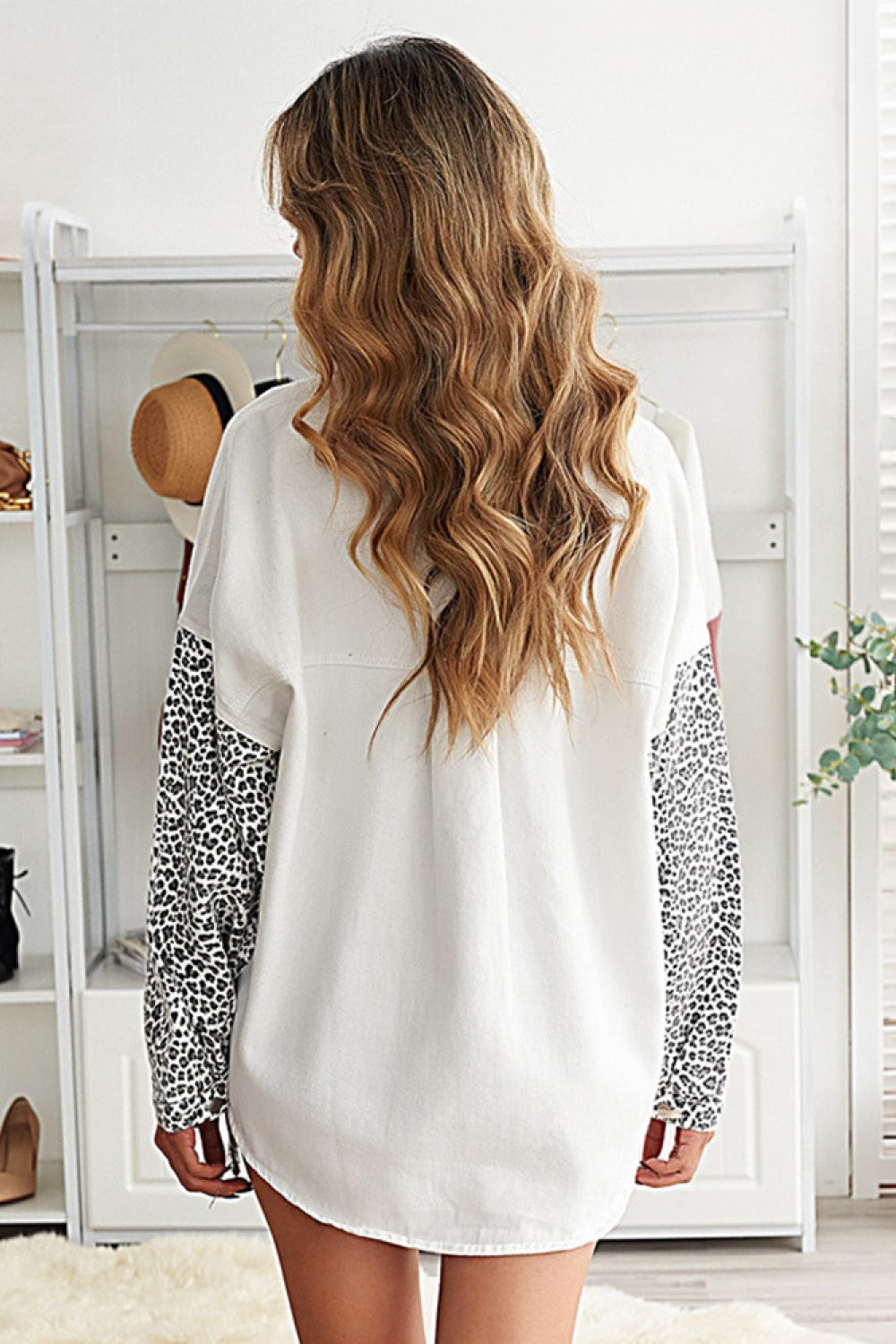 Leopard Contrast Denim Top Ins Street