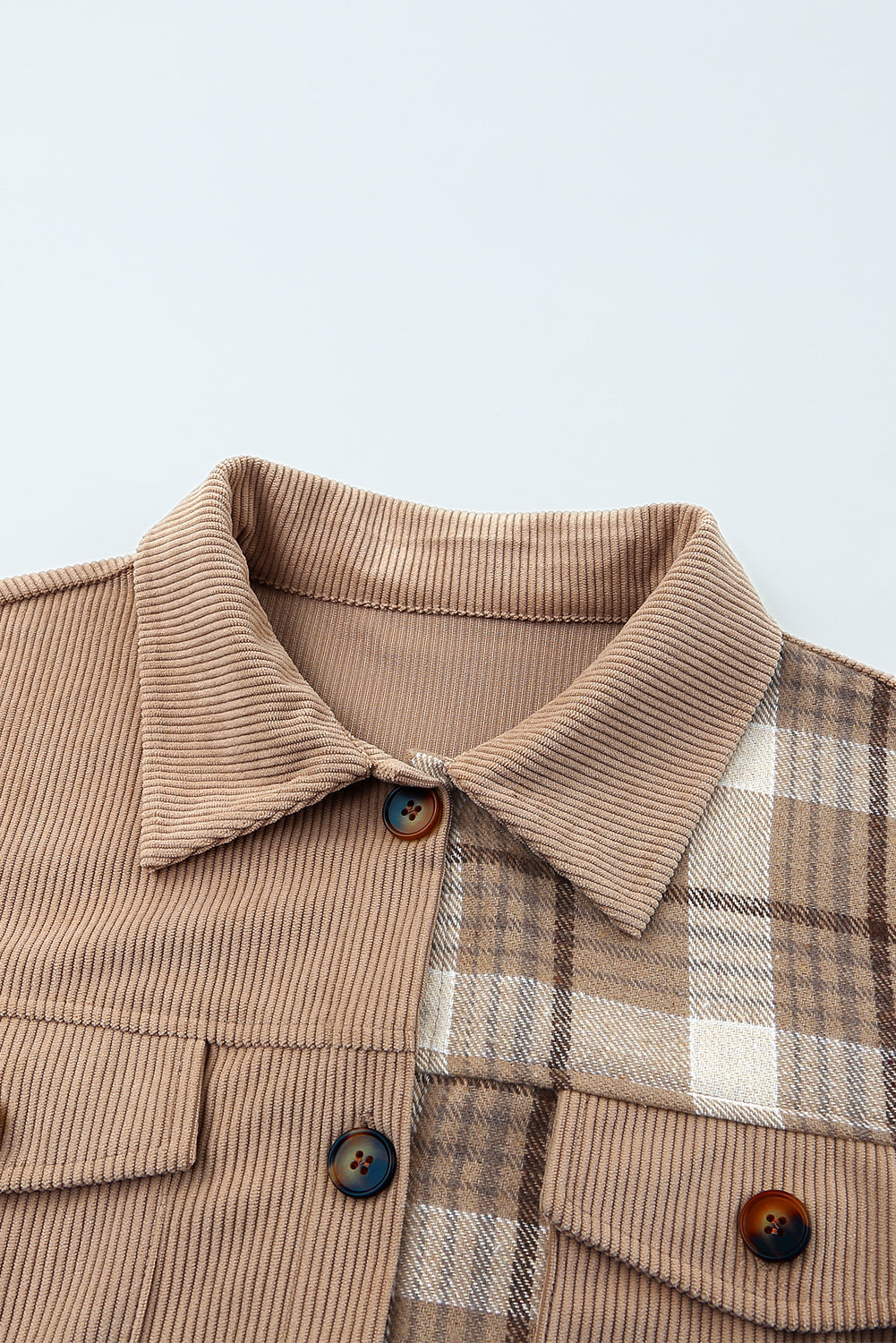 Plaid Corduroy Dropped Shoulder Jacket Ins Street