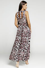 Leopard Print Open Back Split Sleeveless Dress Ins Street