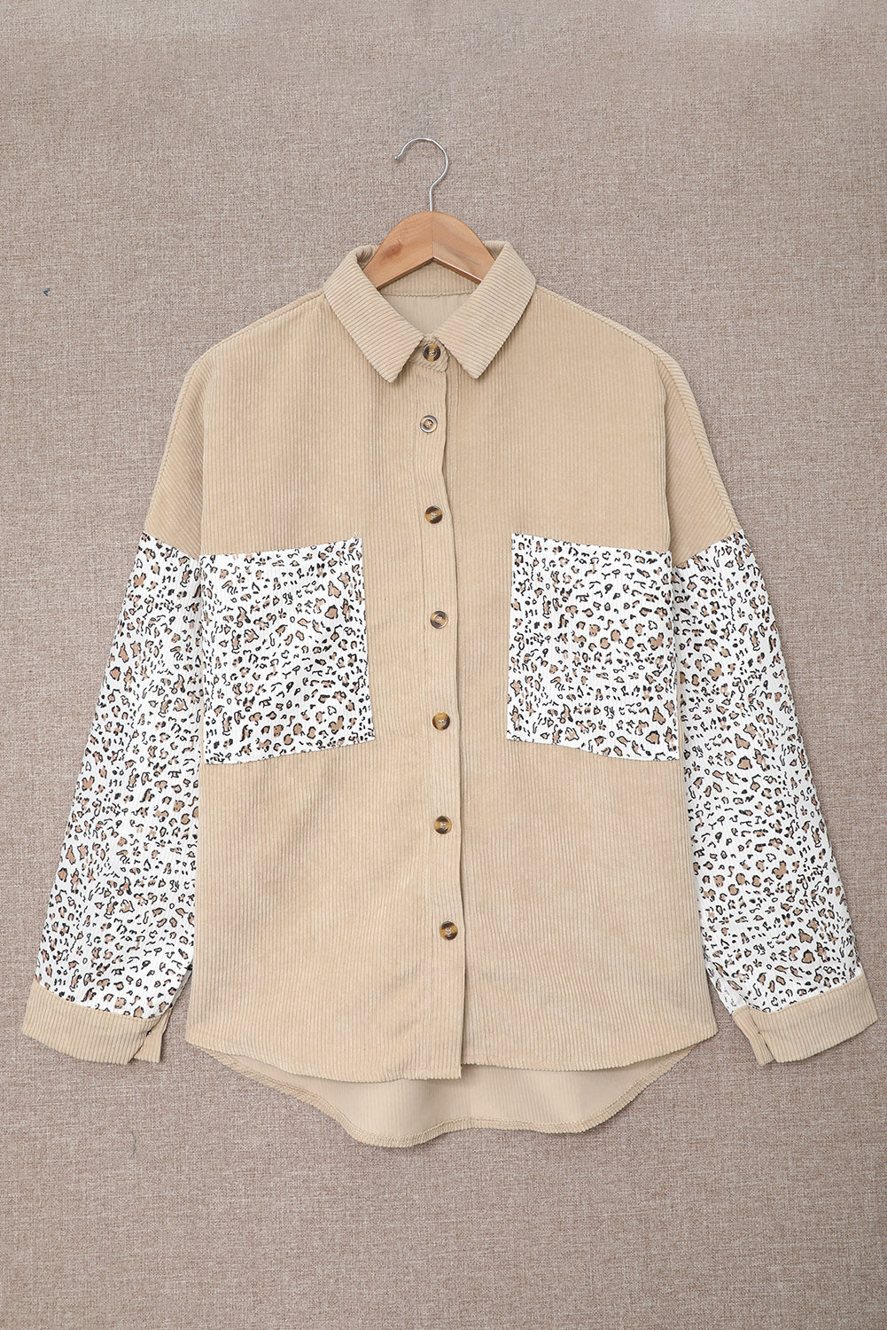 Leopard Corduroy Dropped Shoulder Jacket Ins Street